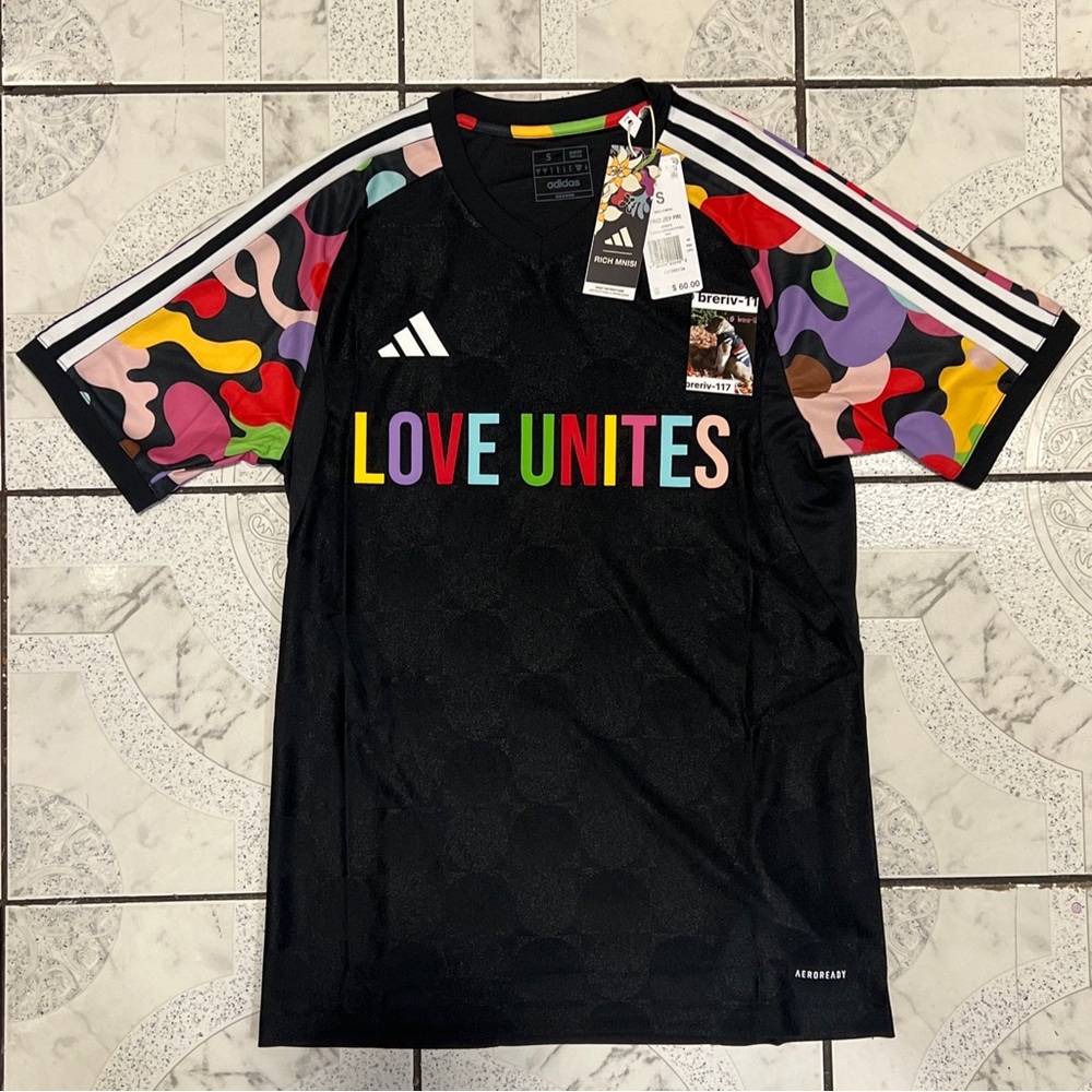 New Adidas Tiro Love Unites Black Multicolor Jersey Men’s Size S HY5898